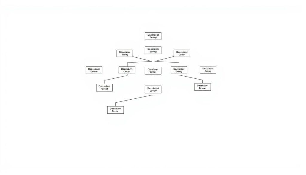 Detailed and structured decision tree diagram against a clean, white background. Carefully rendered branches depicting step-by-step logical flow, with clear, geometric nodes representing key decision points. Crisp, high-contrast linework and subtle shading to convey depth and hierarchy. Overall, a visually striking and informative illustration that precisely captures the essence of systematic, informed decision-making. Detailed and structured decision tree diagram against a clean, white background. Carefully rendered branches depicting step-by-step logical flow, with clear, geometric nodes representing key decision points. Crisp, high-contrast linework and subtle shading to convey depth and hierarchy. Overall, a visually striking and informative illustration that precisely captures the essence of systematic, informed decision-making.