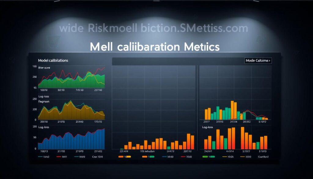 A detailed model calibration metrics chart displayed prominently in a sleek and professional design. In the foreground, various metrics like Brier score and log-loss are represented with colorful line graphs and bar charts, clearly labeled for easy understanding. The middle section features a grid layout, with highlighted sections for each metric's performance over time. In the background, a muted gradient gives a polished look, with abstract shapes symbolizing data and analytics softly blending in. Illuminated with soft, focused lighting that enhances the vibrant colors of the graphs, the atmosphere is analytical yet inviting, evoking a sense of professionalism and precision in risk management for sportsbooks. A detailed model calibration metrics chart displayed prominently in a sleek and professional design. In the foreground, various metrics like Brier score and log-loss are represented with colorful line graphs and bar charts, clearly labeled for easy understanding. The middle section features a grid layout, with highlighted sections for each metric's performance over time. In the background, a muted gradient gives a polished look, with abstract shapes symbolizing data and analytics softly blending in. Illuminated with soft, focused lighting that enhances the vibrant colors of the graphs, the atmosphere is analytical yet inviting, evoking a sense of professionalism and precision in risk management for sportsbooks.