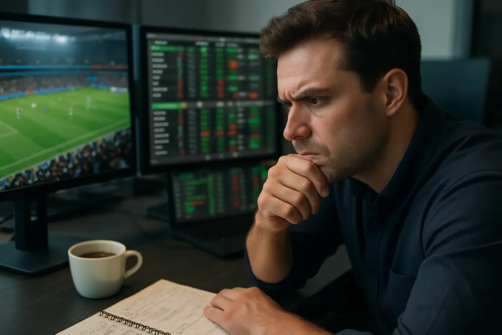 Analyst reviewing live betting risks on market monitoring screens
