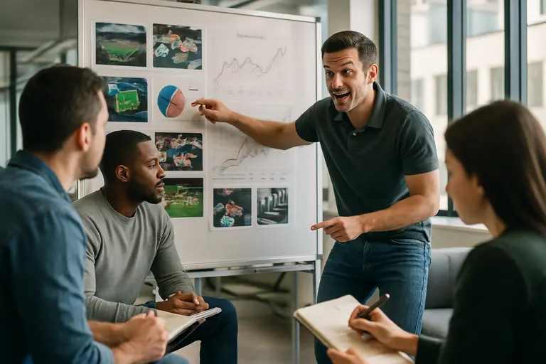 Finance team comparing sportsbook revenue scenarios on multiple screens