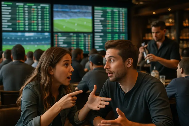 Trading desk with sports market screens and risk controls in view