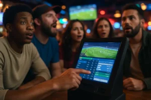 Live Betting Trends dashboard with analysts reviewing in-play market movement