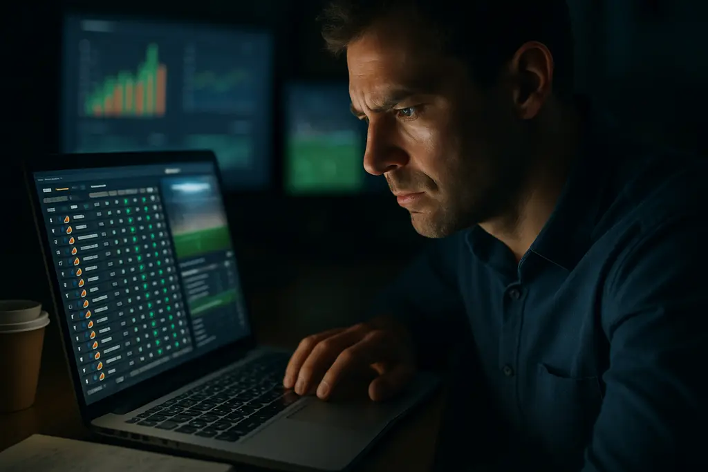 Player Prop Modeling dashboard with trading desks reviewing sportsbook risk metrics