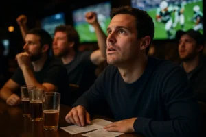Bettor harassment compliance review with sportsbook risk data on screens