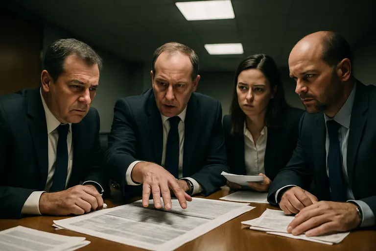 Compliance team reviewing sportsbook risk documents in a meeting room