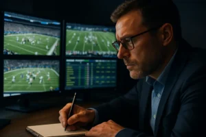 Live Betting Features dashboard showing NFL markets and risk controls