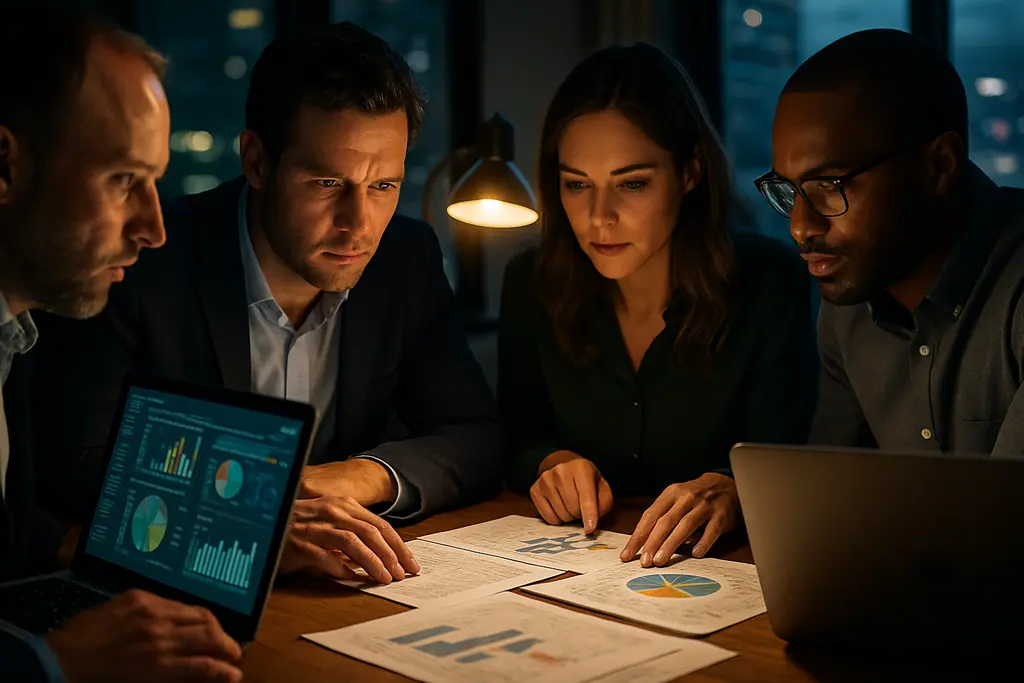 prediction market risk dashboard with compliance analysts reviewing legal exposure