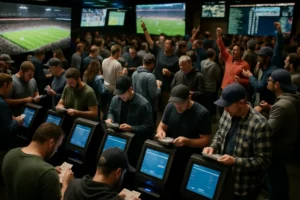 Prediction market tax dashboard showing sportsbook revenue and state budget risk