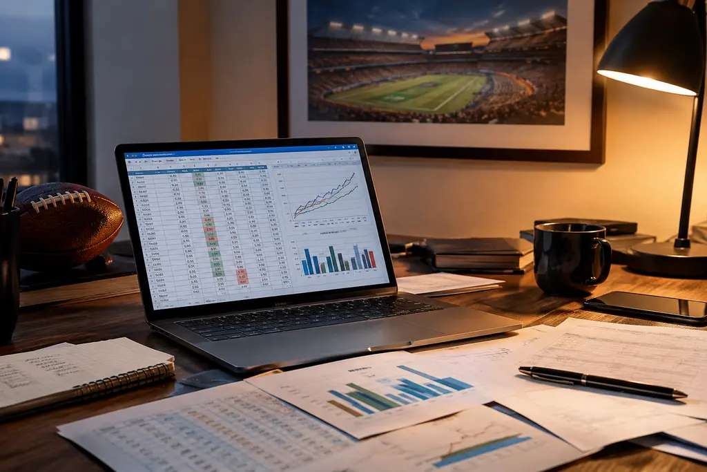 Analyst reviewing prop betting margins on sportsbook market charts