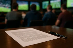 Sixth Circuit Kalshi compliance review with legal files and sports market charts