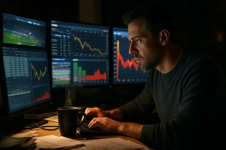 Trading team assessing sportsbook prices and risk indicators in real time